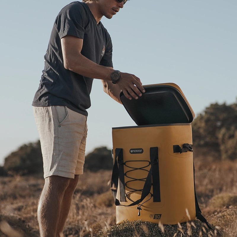 glacière souple Lignon 30L - jaune ouverture compartiment isotherme