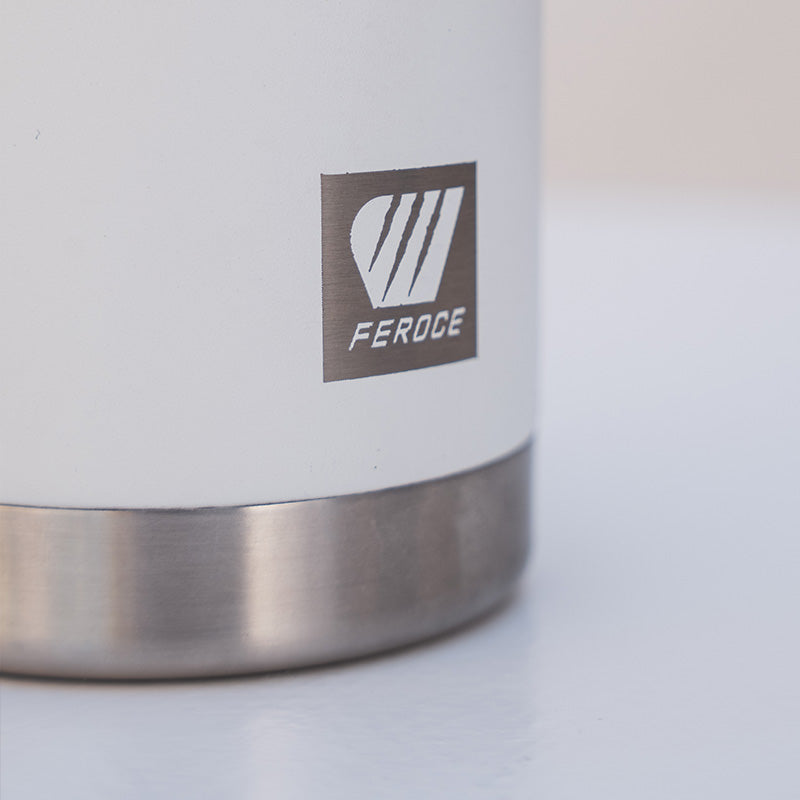 Gourde isotherme 800 ml - blanc FEROCE détail logo inox