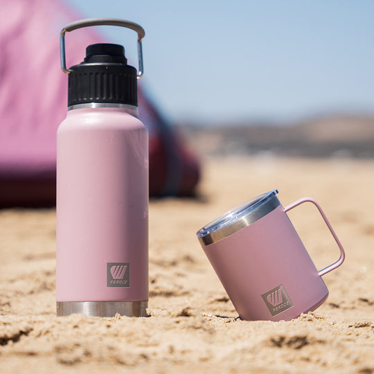Gourde et mug isotherme 800 ml - rose FEROCE