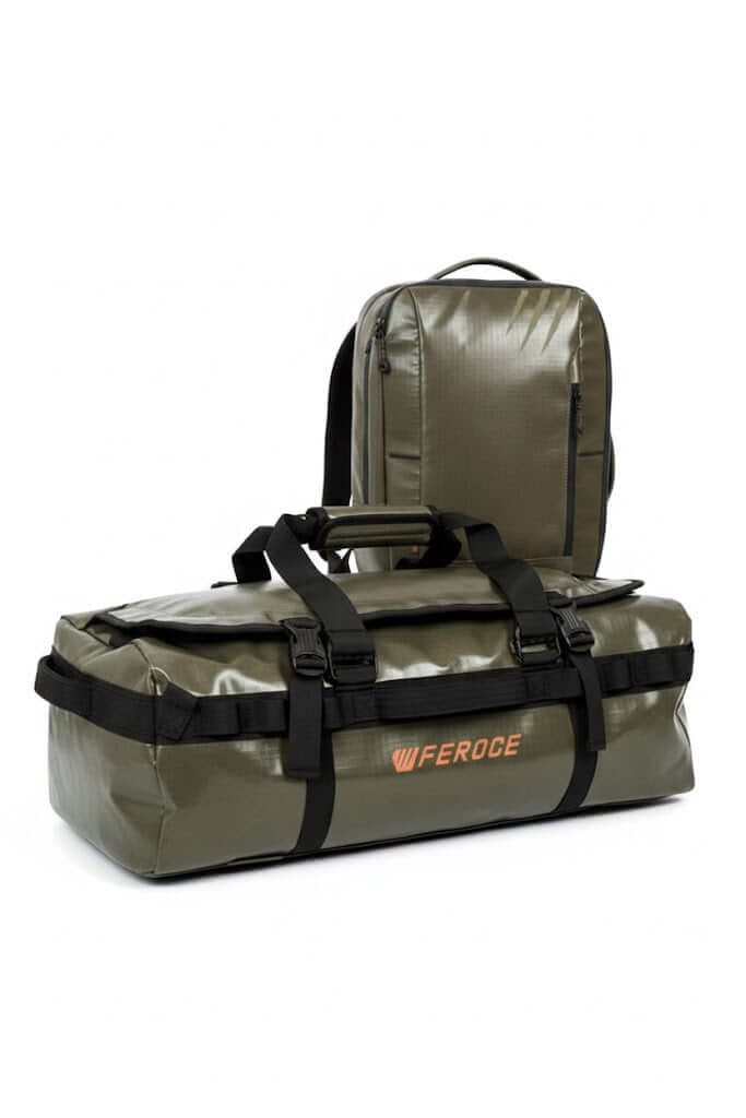 Duo Voyage Velay Kaki - Sac à dos 18L + Sac Duffel 40L vue de face