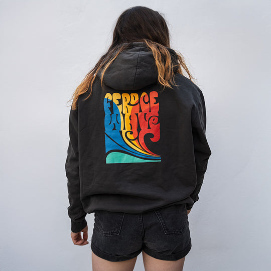 Hoodie coton bio Feroce Wave - Noir