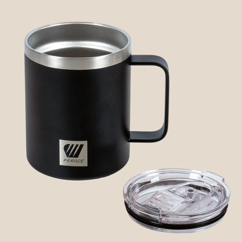 Mug isotherme 300 ml - noir FEROCE avec couvercle séparé