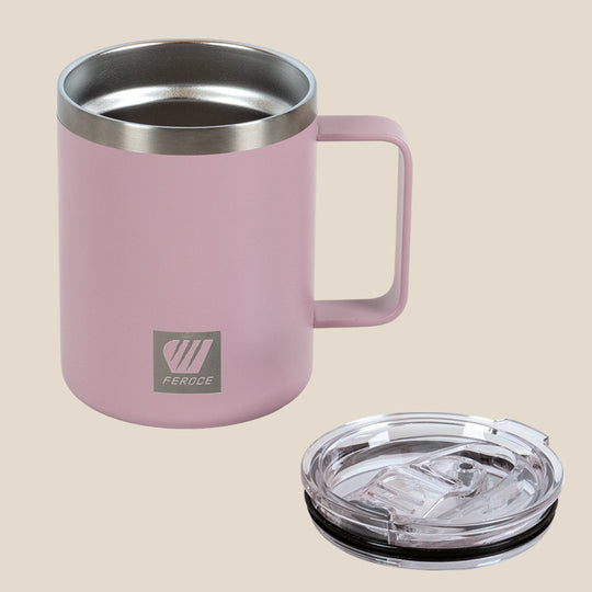 Mug isotherme 300 ml - rose FEROCE avec couvercle