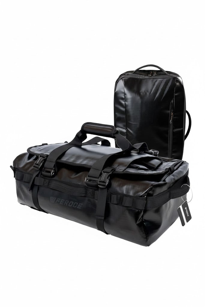 Duo Voyage Velay Noir - Sac à dos 18L + Sac Duffel 40L vue de face