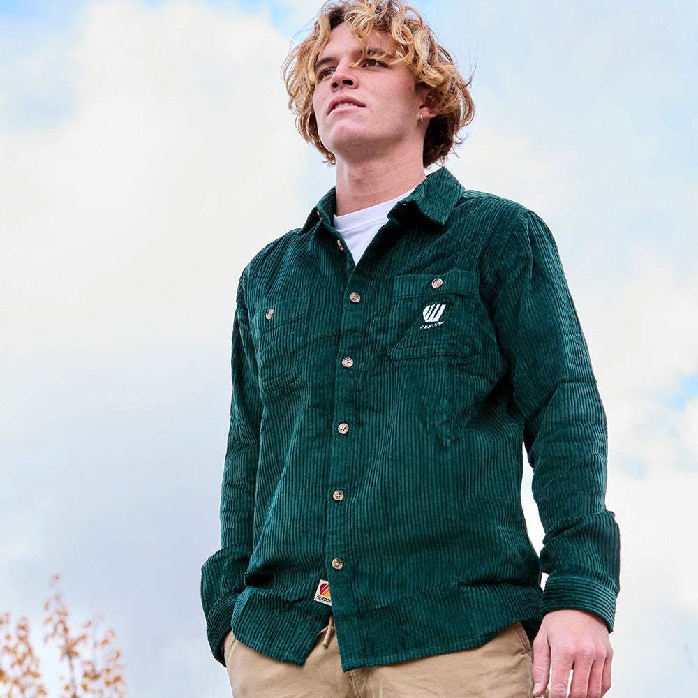 Chemise velours côtelé - Vert foncé